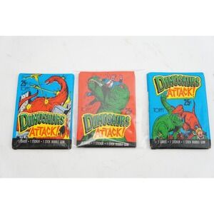 Topps Dinosaurs Attack Trading Cards Bubble Gum 3 Packs Sealed 1988 Rare